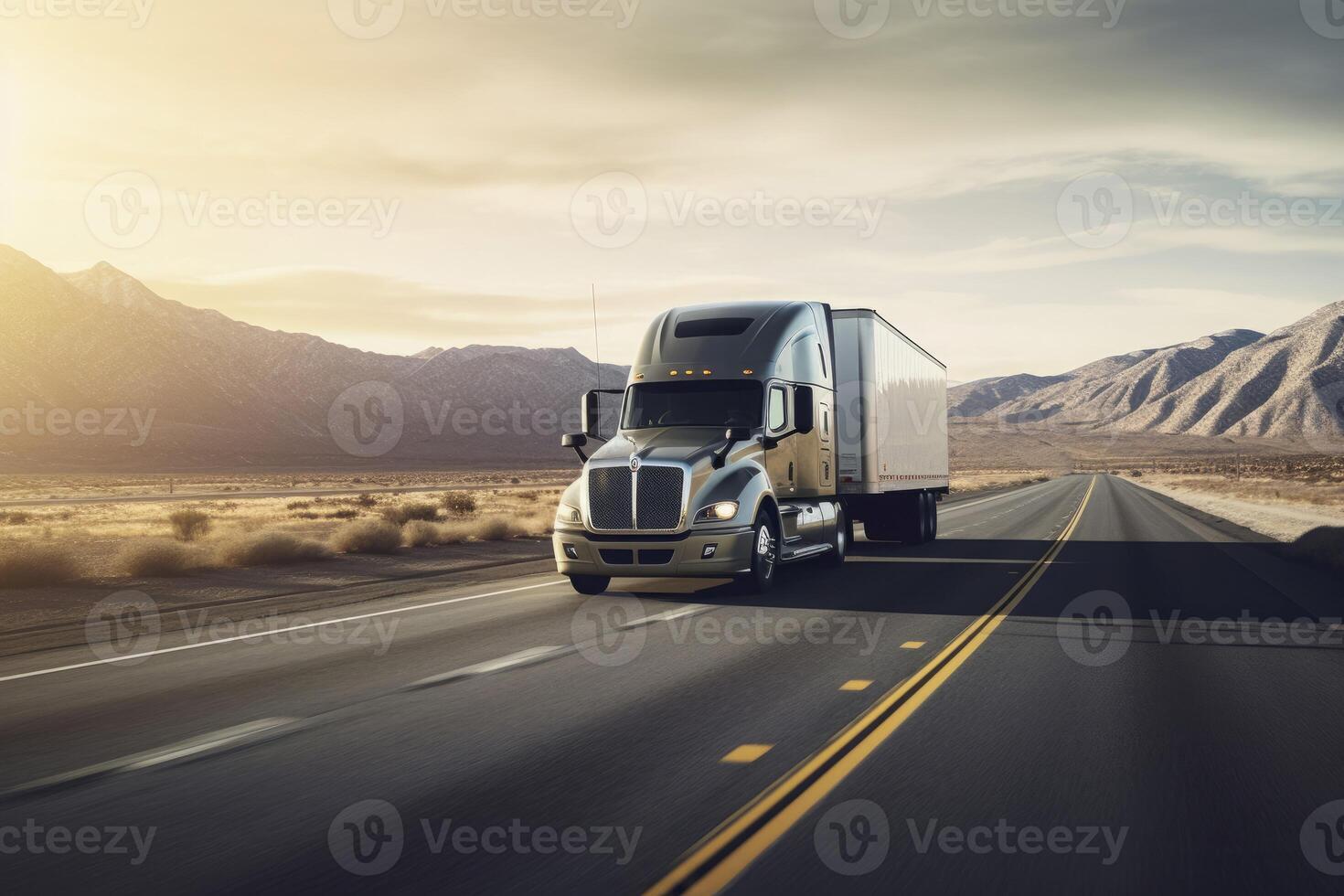 Truck delivering freight on highway. Generate ai photo