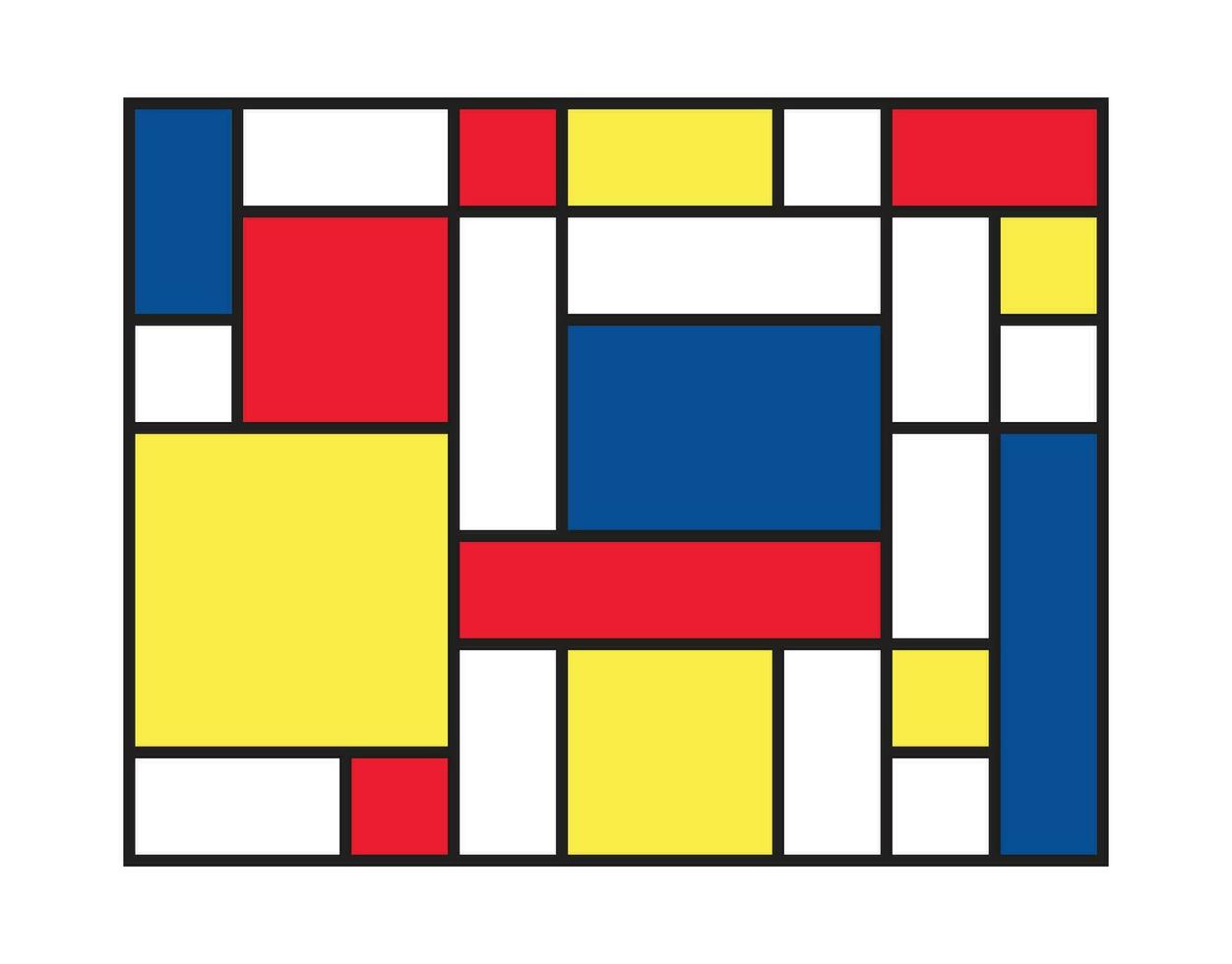 Checkered Piet Mondrian style emulation isolated vector illustration