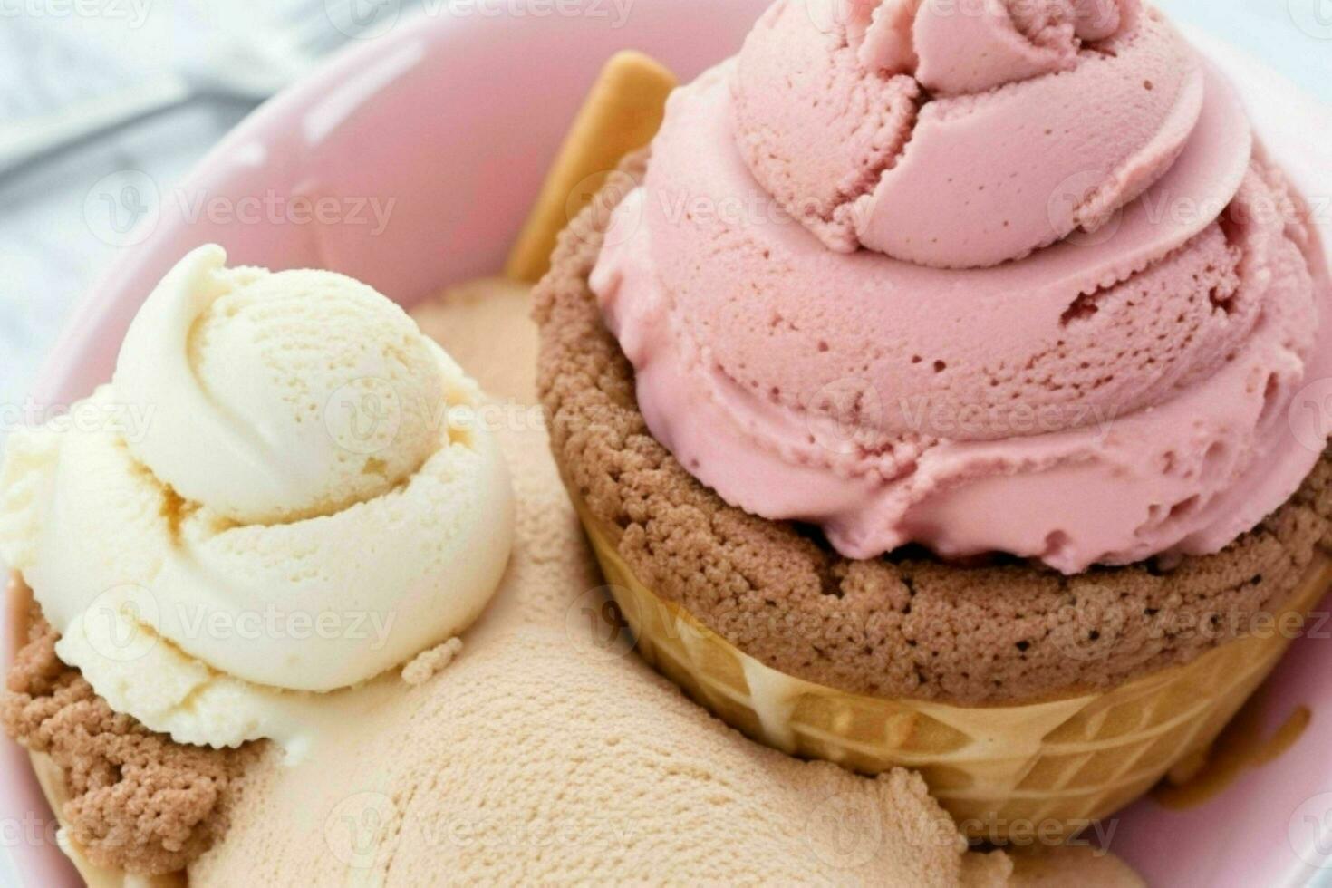 Macro shot photography ice cream background. AI Generative Pro Photo