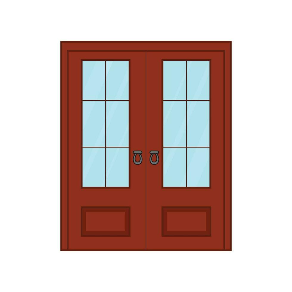 Kids drawing Vector illustration twelve tile double door Isolated on White Background