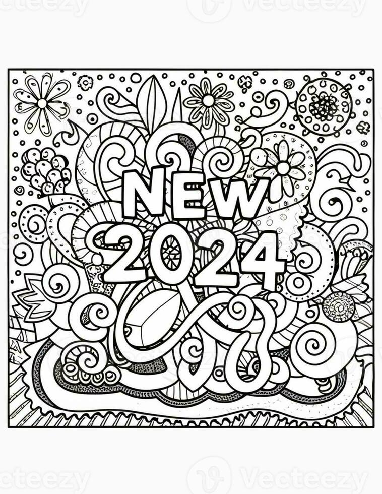 coloring page for the new year 2024 mandala photo