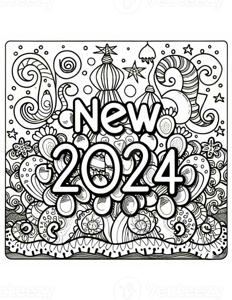 coloring page for the new year 2024 mandala photo