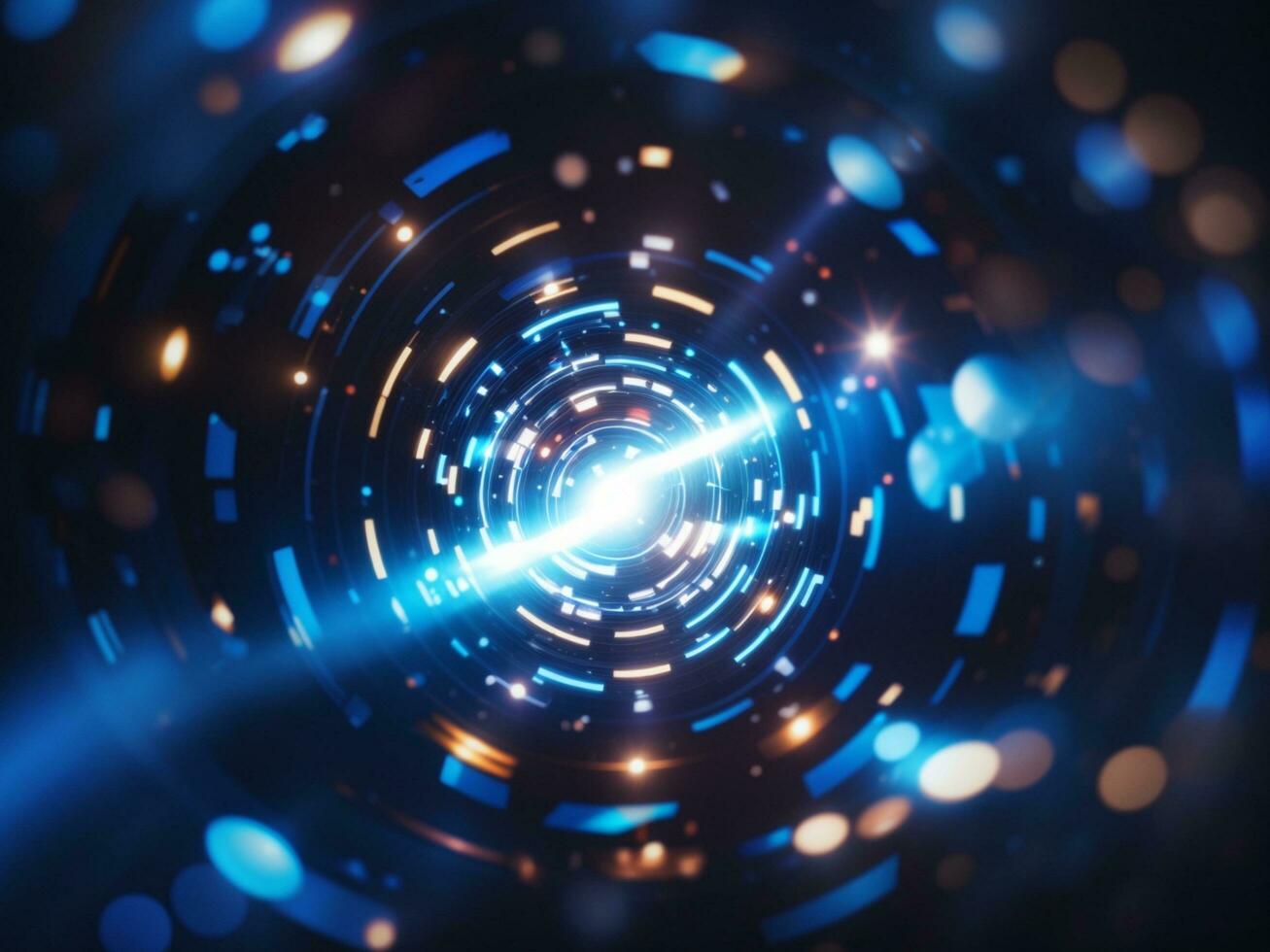 Blue And White colorful lens flare glowing light pattern in background AI Generated photo