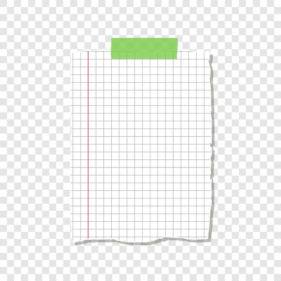 A square piece of paper attached with a piece of tape. vector