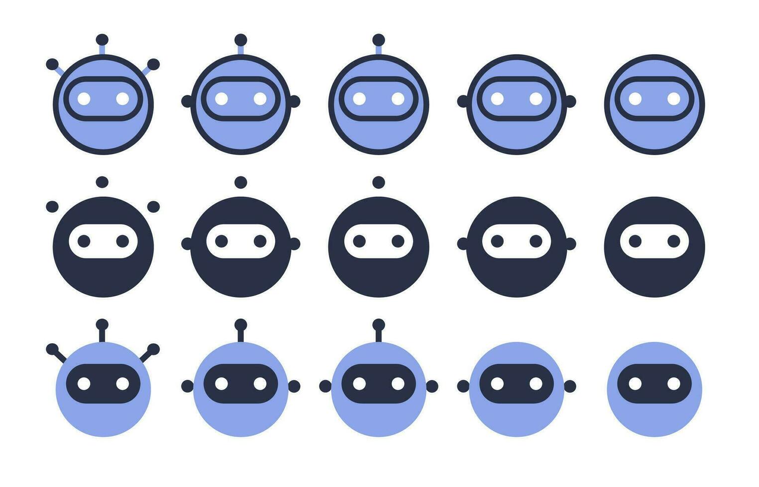 Chat bot. The main work. Clip art set. Flat style. Vector simple icons collected in collection