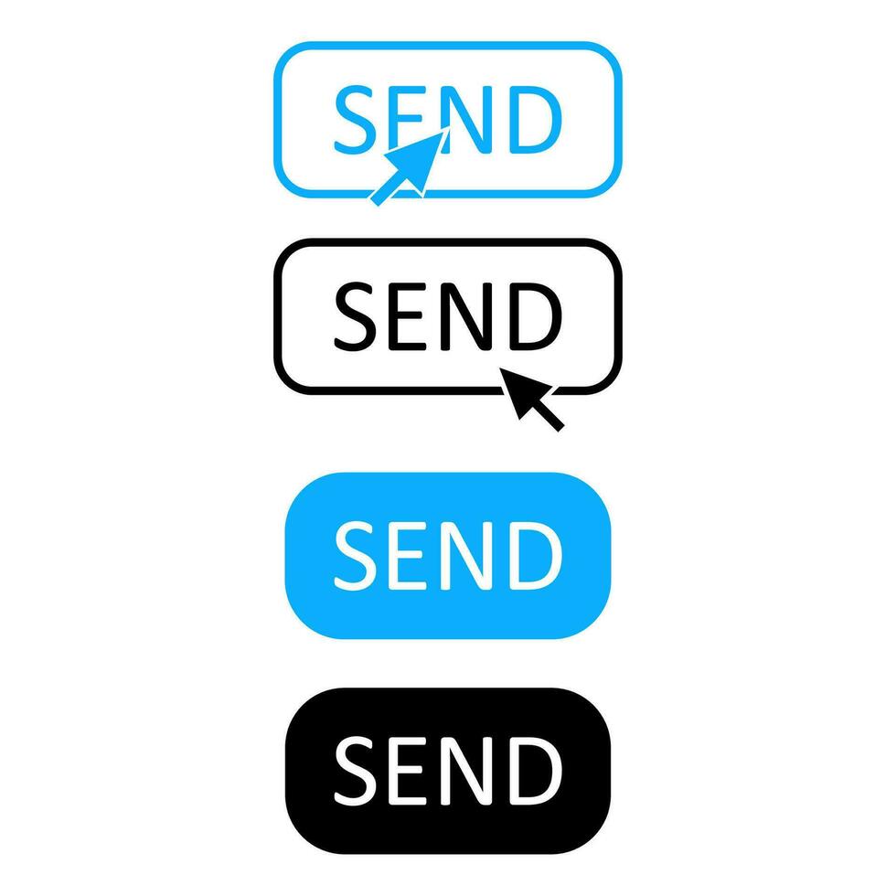 Send message icon, button set vector