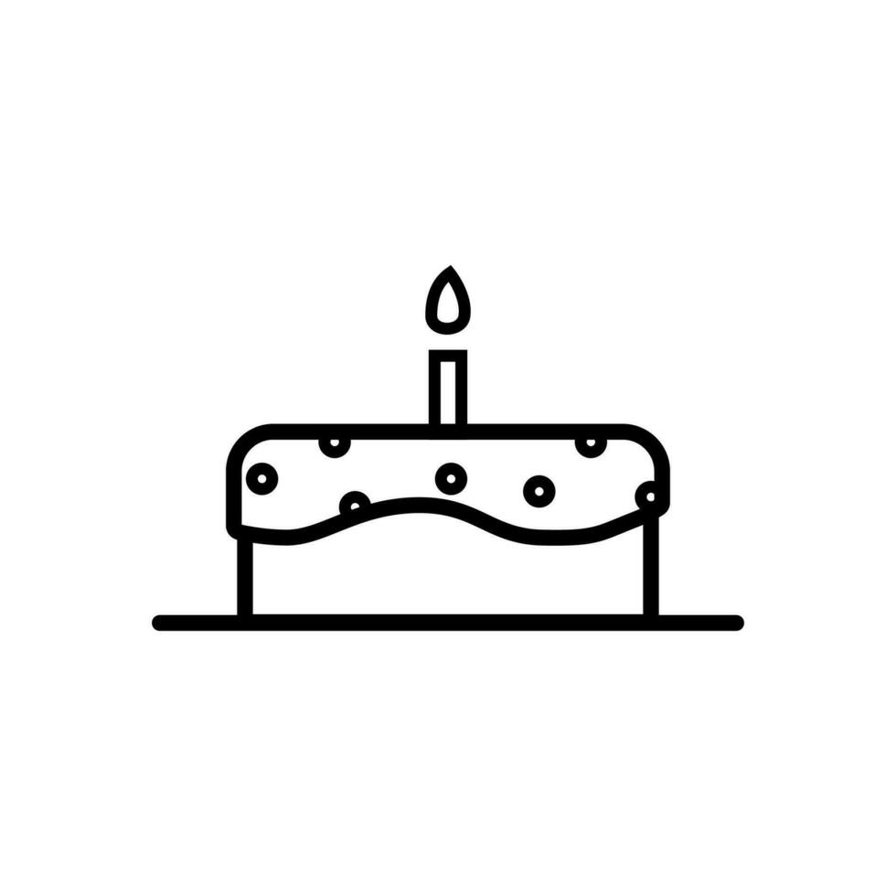 tarta cumpleaños línea firmar, fiesta comida icono vector