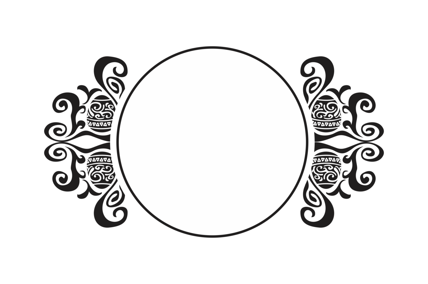 Black Easter Egg Ornament Border With Dot Pattern Design With Transparent Background png