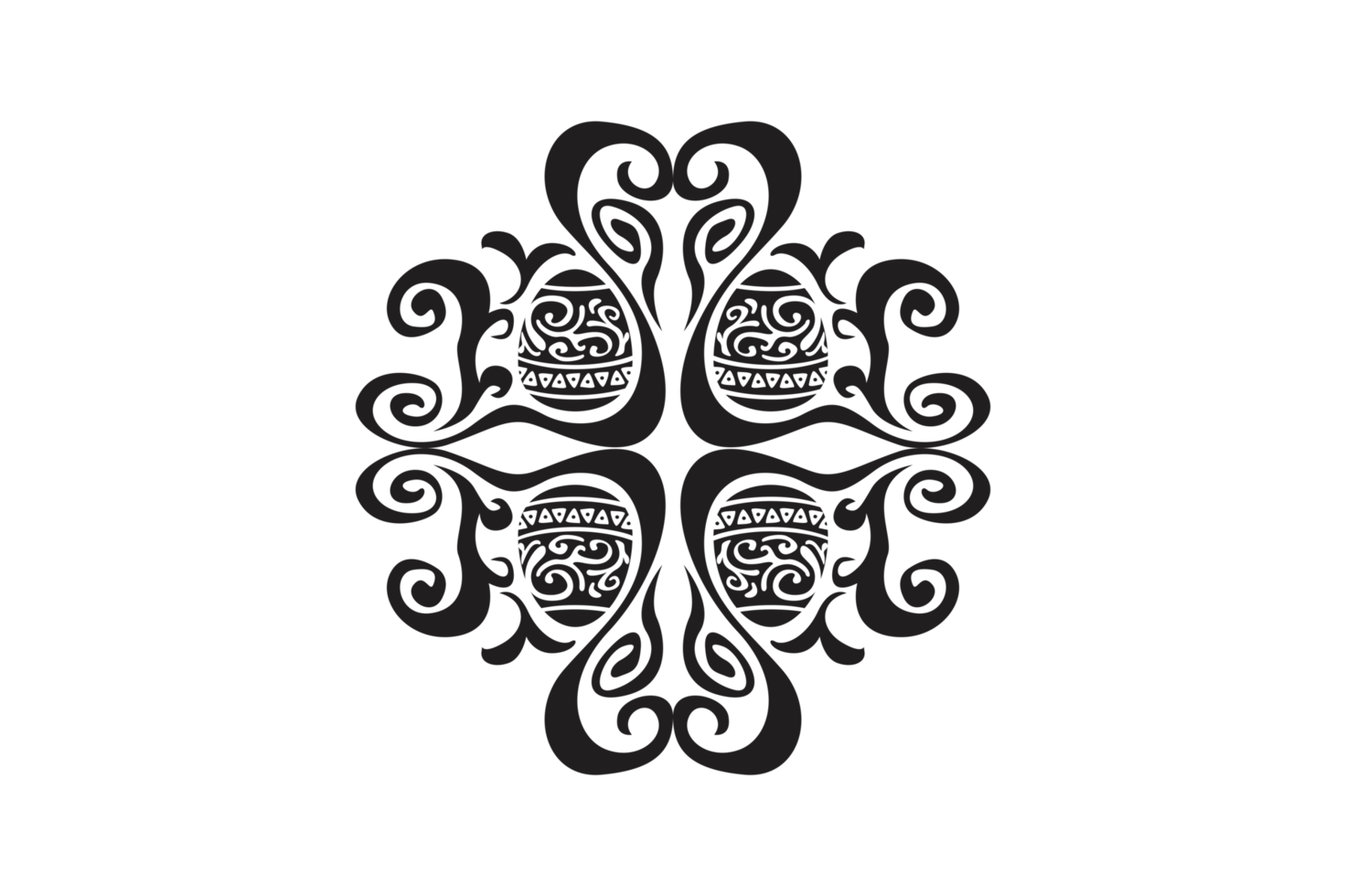 Black Easter Egg Ornament Border With Dot Pattern Design With Transparent Background png