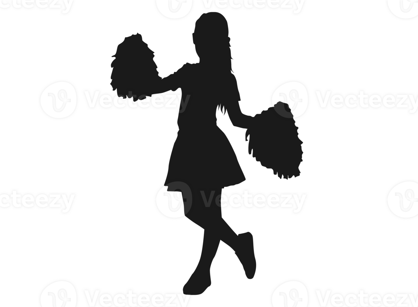 Pose Of A Female Cheerleaders Silhouette png