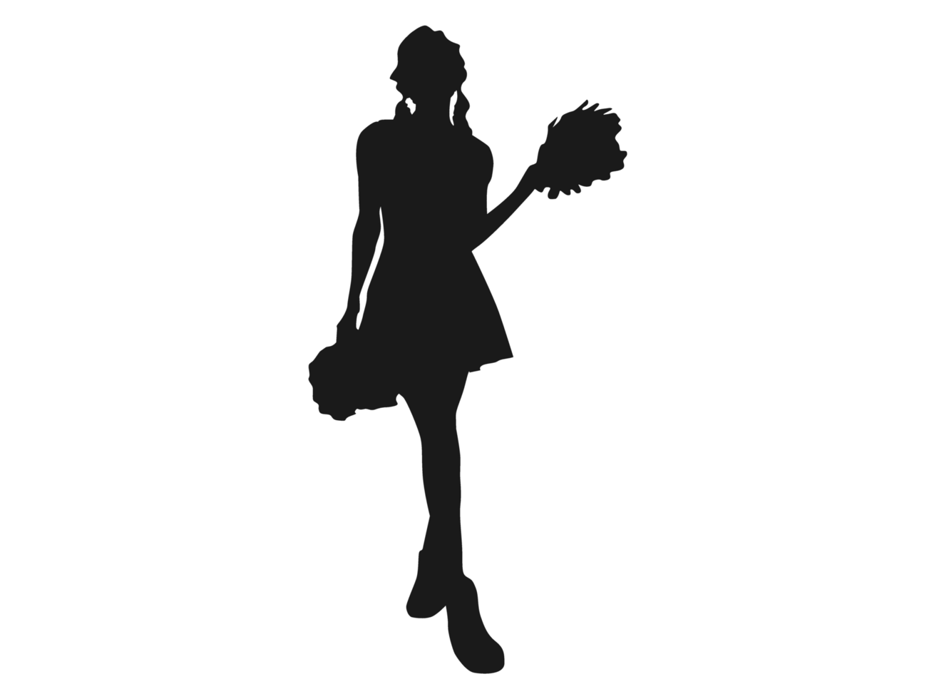 Pose Of A Female Cheerleaders Silhouette png