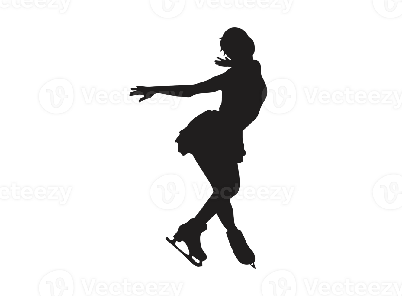 Pose Of Female Ice Skating Silhouette png