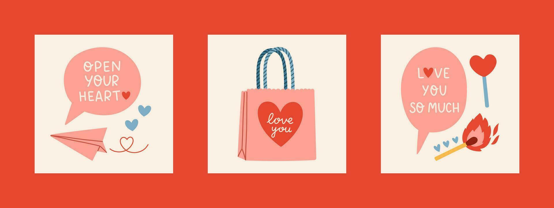 san valentin día tarjeta colocar. para sitio web bandera, venta, enamorado tarjeta, cubrir, volantes o póster de moda vector ilustración. vector ilustración