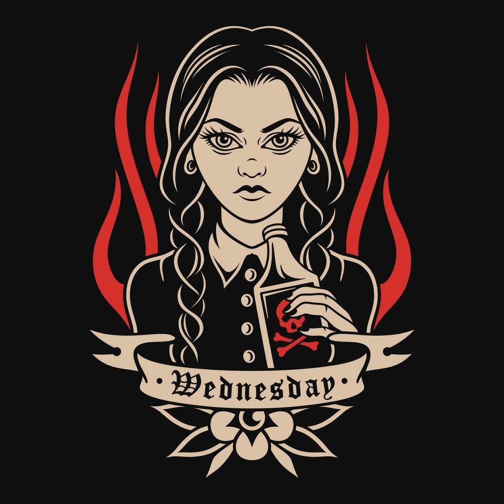 Wednesday addams vector design