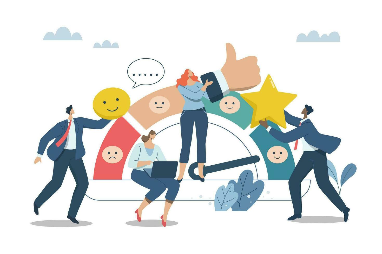 Employees with knowledge and abilities of the organization, A committed motivated team can bring success to company, Businesspeople are satisfied and rewarded for their excellence. vector