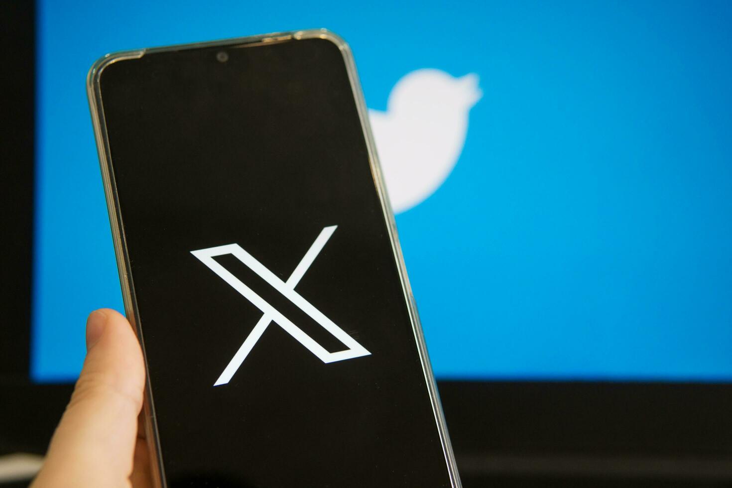 July 25, 2023, Russia. The logo in the form of the letter X displayed on the smartphone. Twitter rebranding, and implementation of X. photo