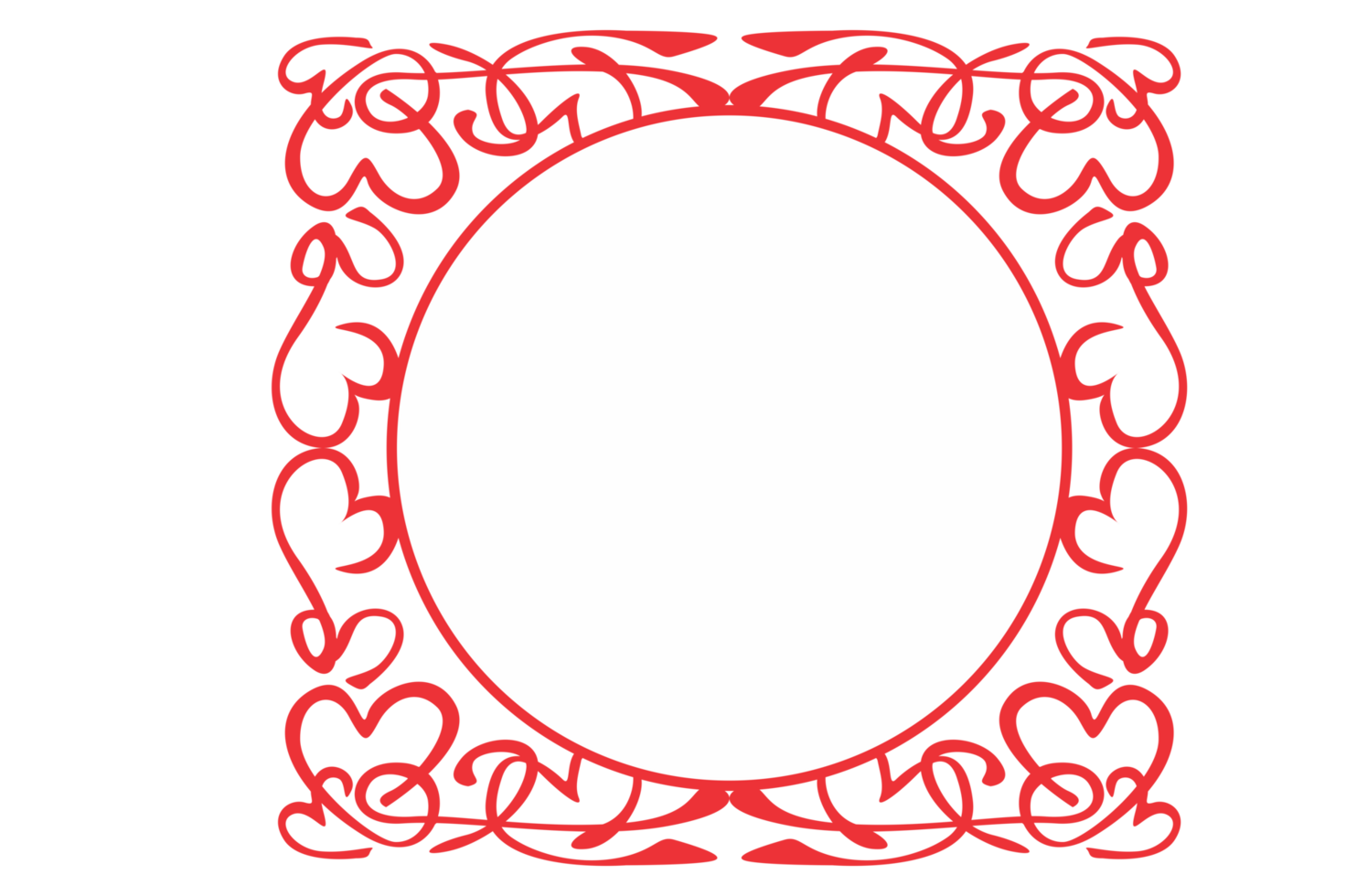 Love Line Art Ornament Border With Design With Transparent Background png