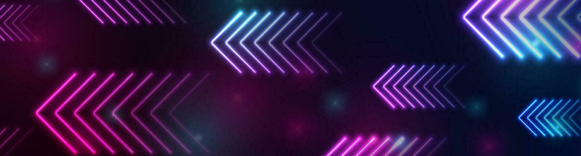 Bright blue purple abstract neon arrows tech sci-fi background vector