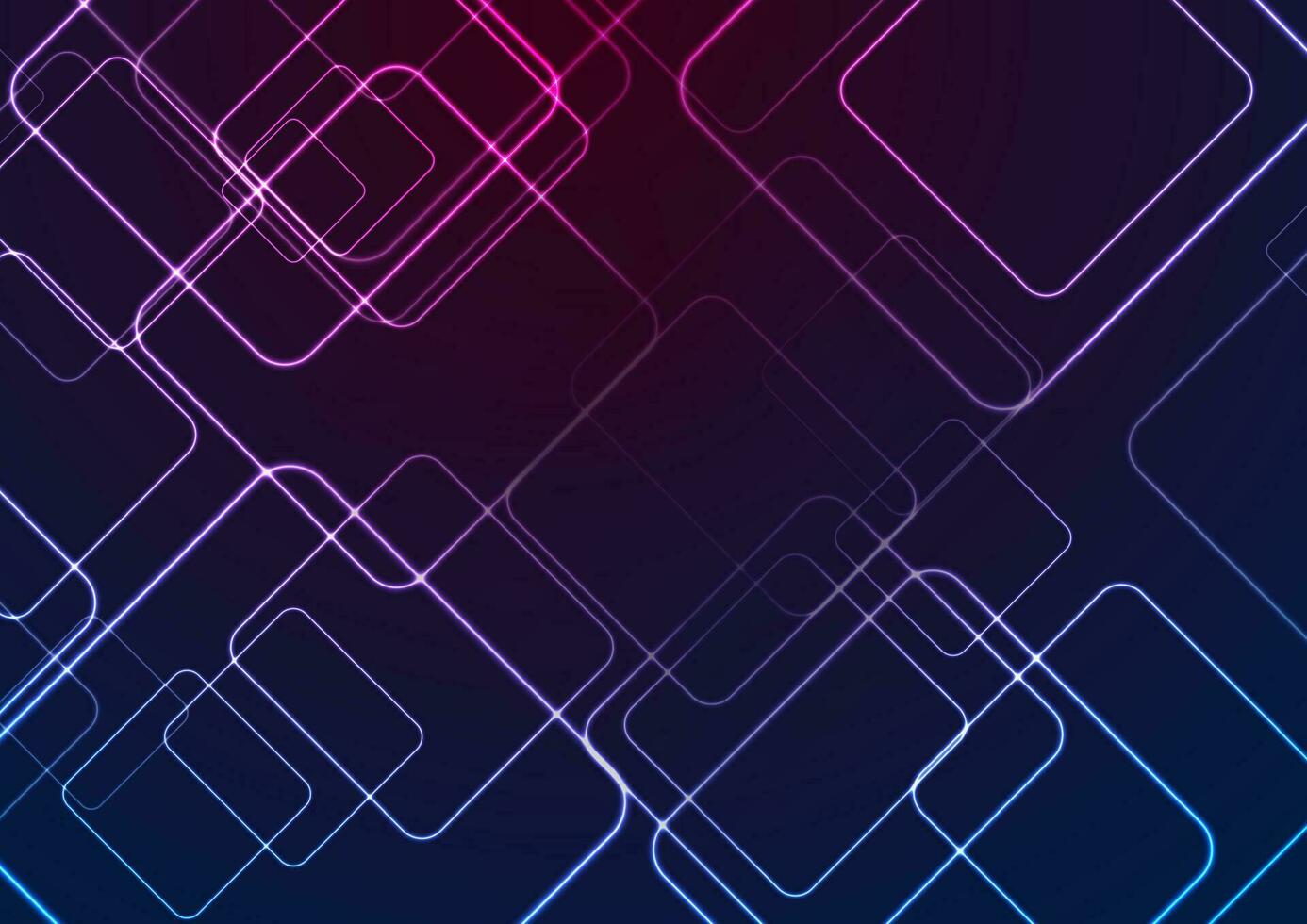 Blue purple glowing neon squares abstract tech background vector