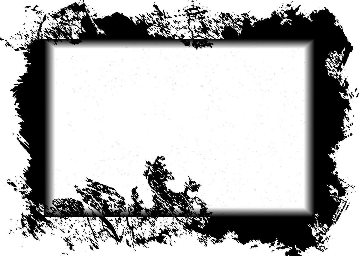 grunge frame with square frame vector, Black and white Grunge photo frame, Grunge border background. Abstract vintage grunge round stock brush album element, square vector template old photo frame