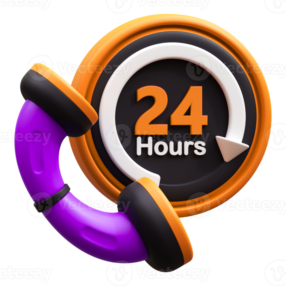 customer service 24 hours 3d icon png