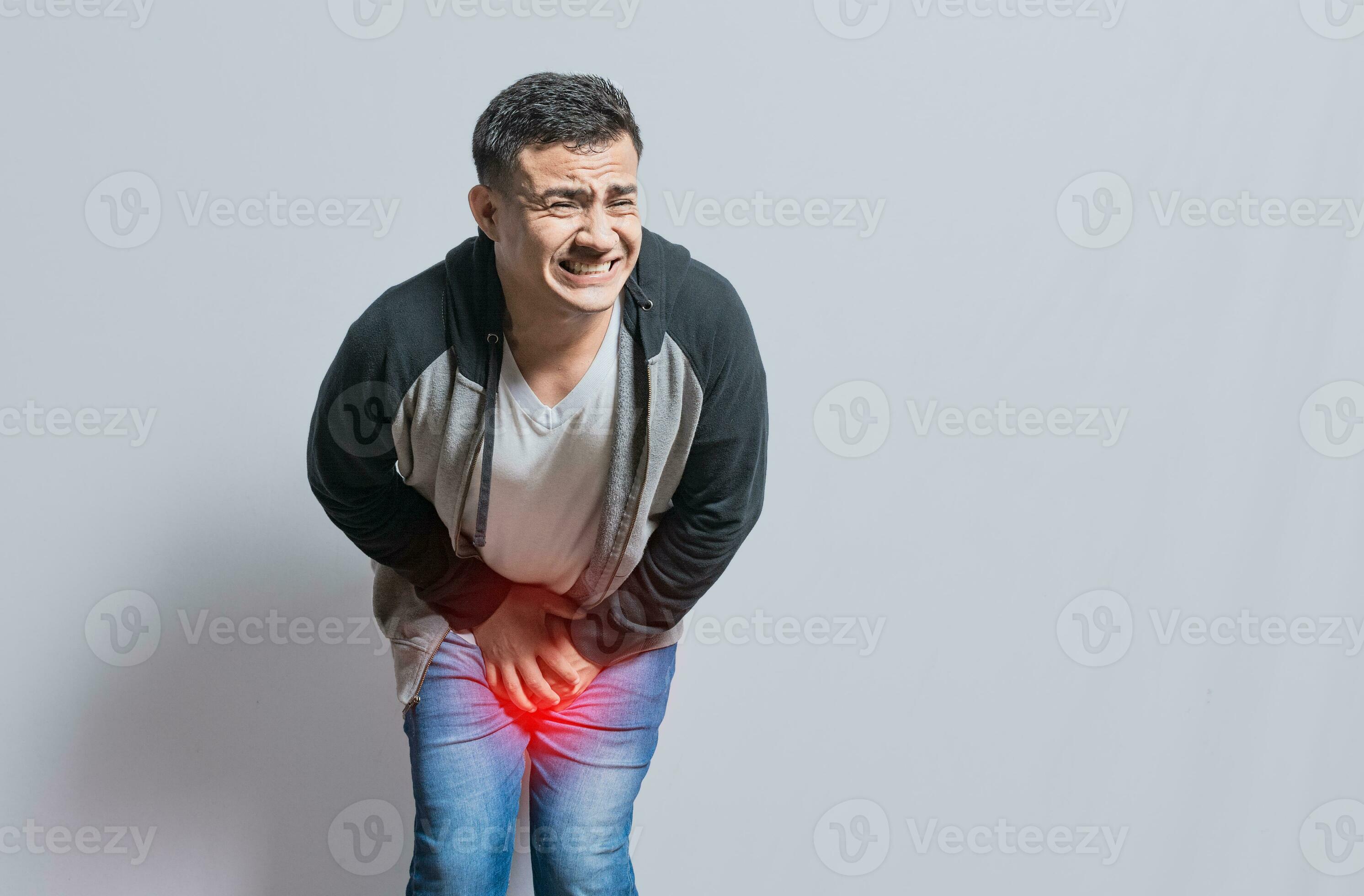 Medical problem urinary incontinence. people with crotch pain, Person