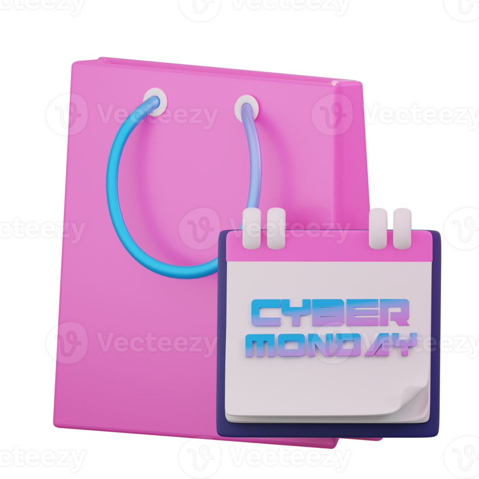 Monday Shopping Bag 3d icon png