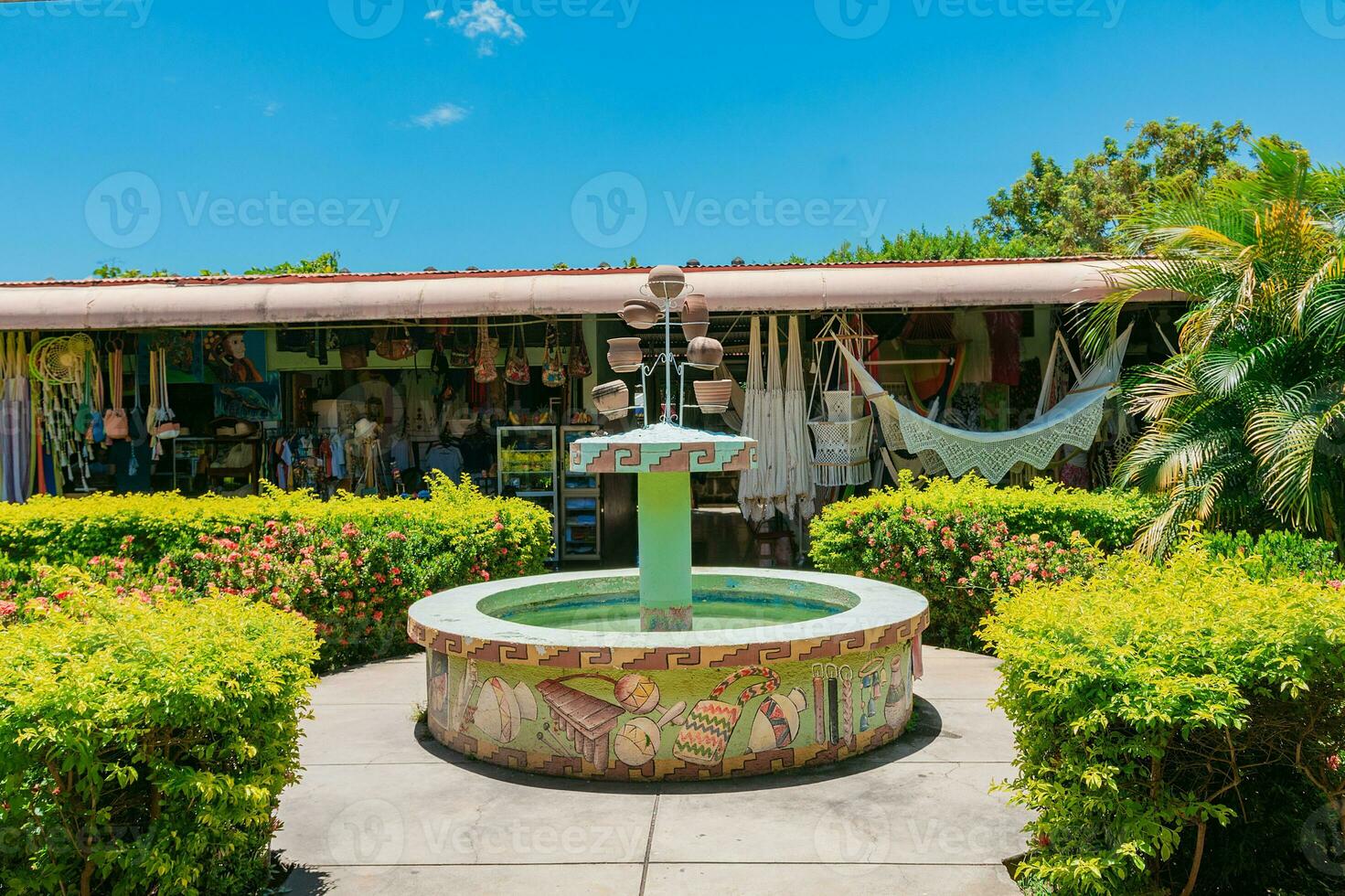 Beautiful water fountain in the Masaya craft market. Masaya craft market fountain photo