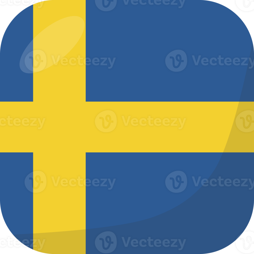 Svezia bandiera piazza 3d cartone animato stile. png