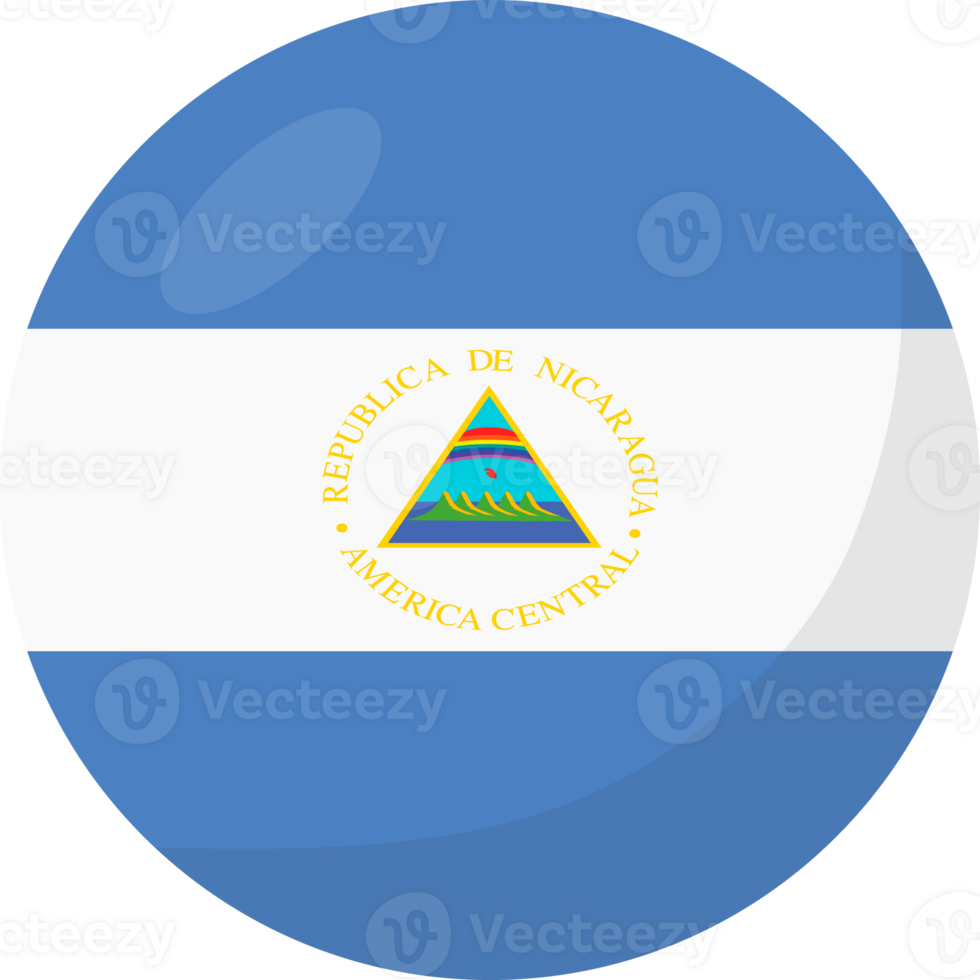 Nicaragua flag circle 3D cartoon style. png