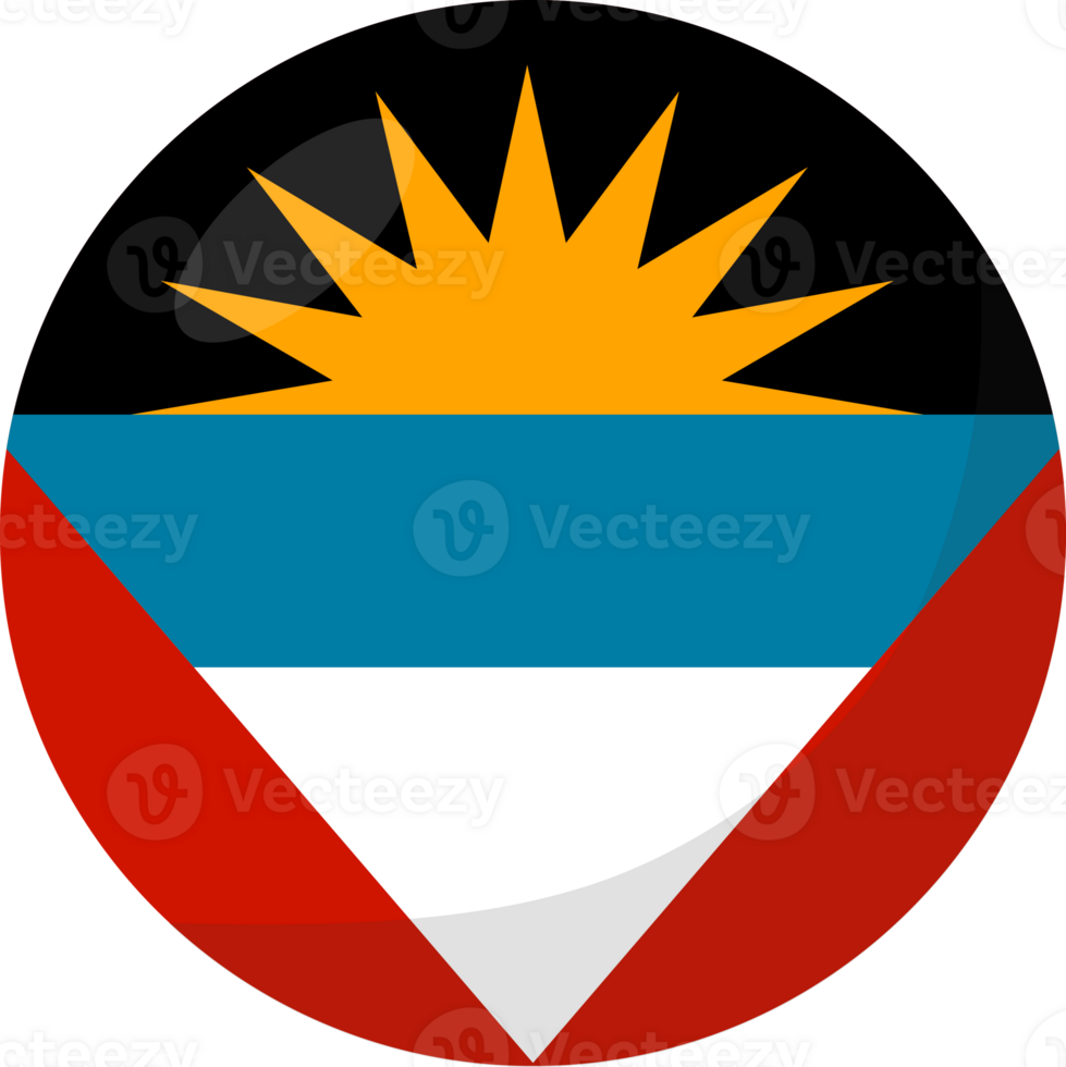 Antigua and Barbuda flag circle 3D cartoon style. png