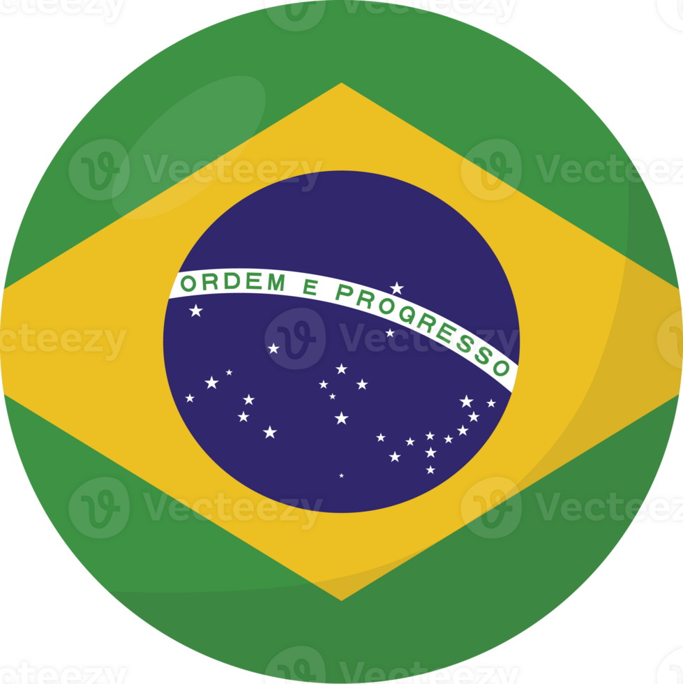 Brazil flag circle 3D cartoon style. png