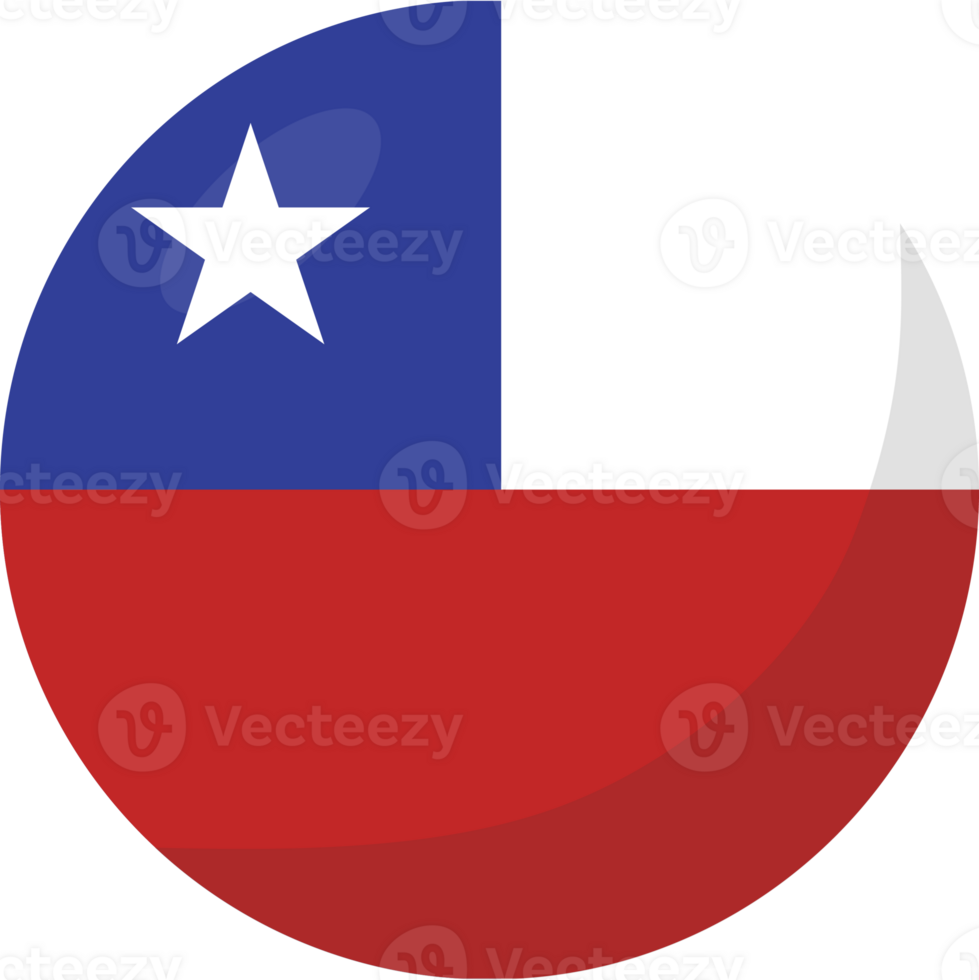 Chile flag circle 3D cartoon style. png
