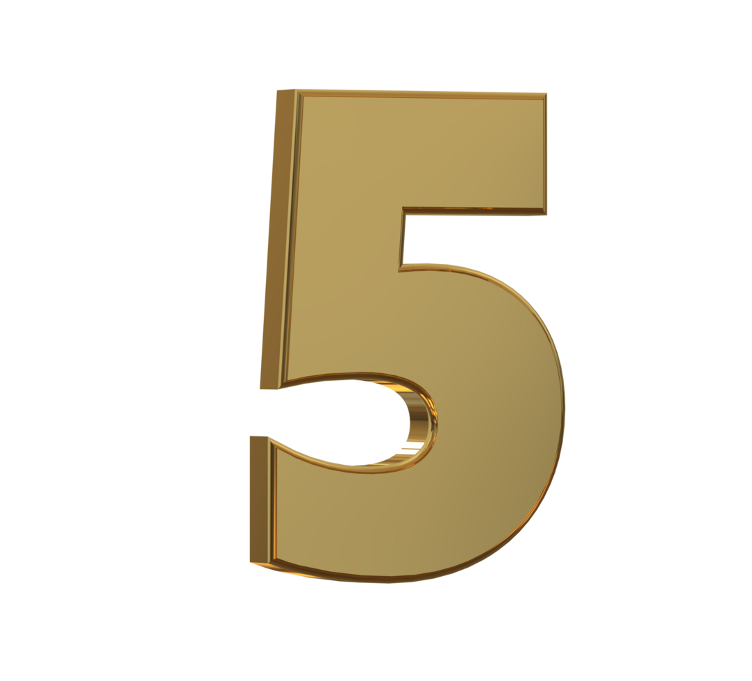 3D Number 1 to 9 with style color gold png