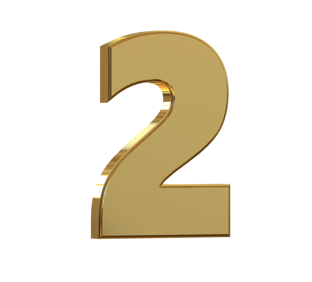 3D Number 1 to 9 with style color gold png