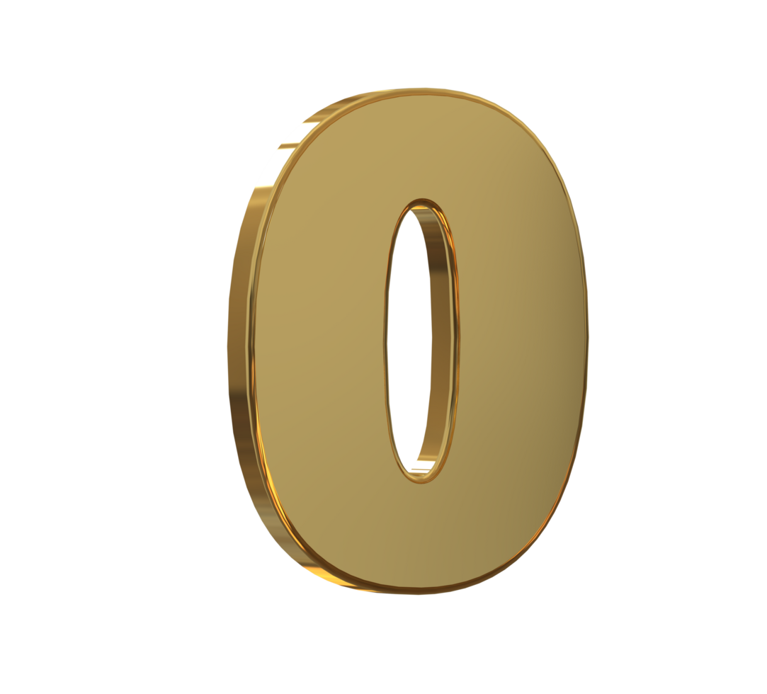 3D Number 1 to 9 with style color gold png