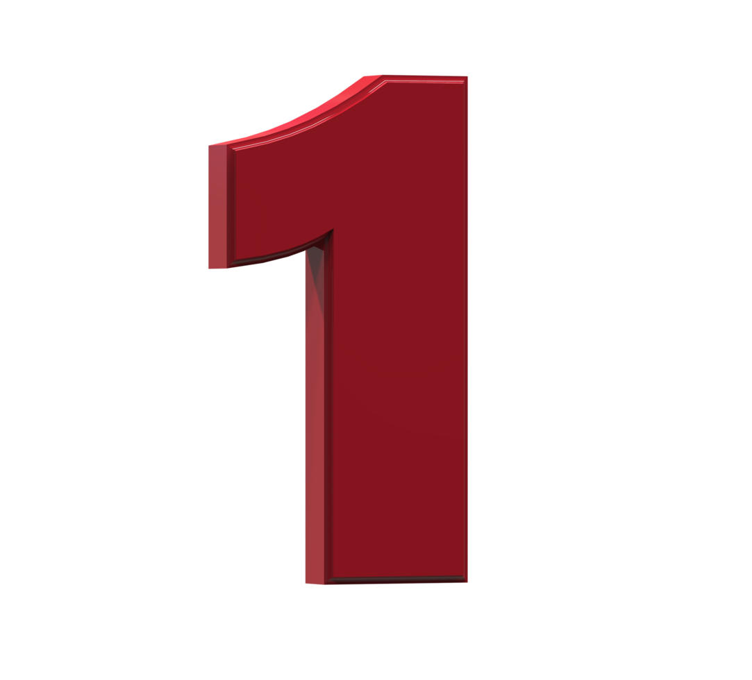 3D Number 1 to 9 with style color red png