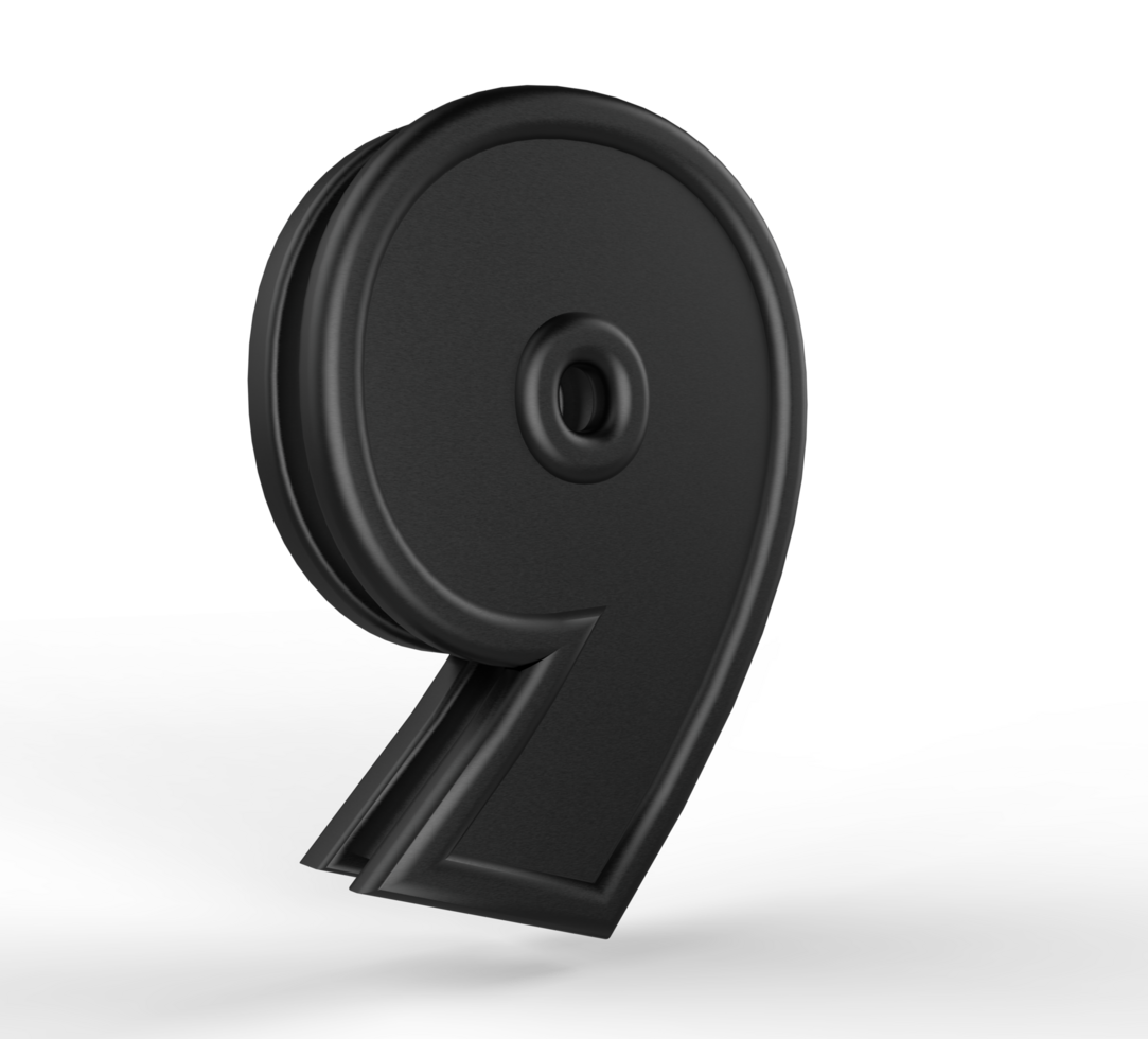 Number 3d 1 2 3 4 5 6 7 8 9 color black png