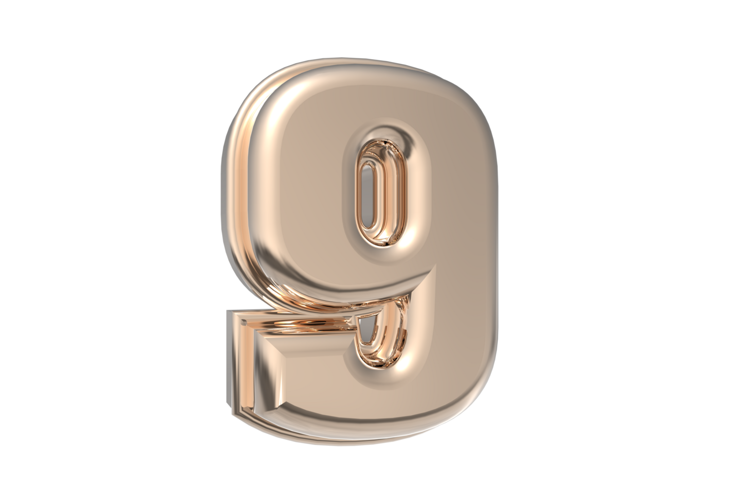 Number 3d one to nine with style color gold png