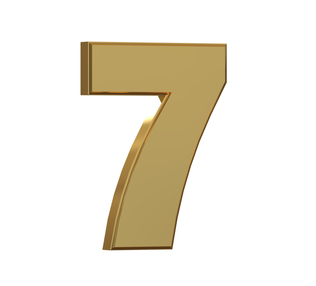 3D Number 1 to 9 with style color gold png