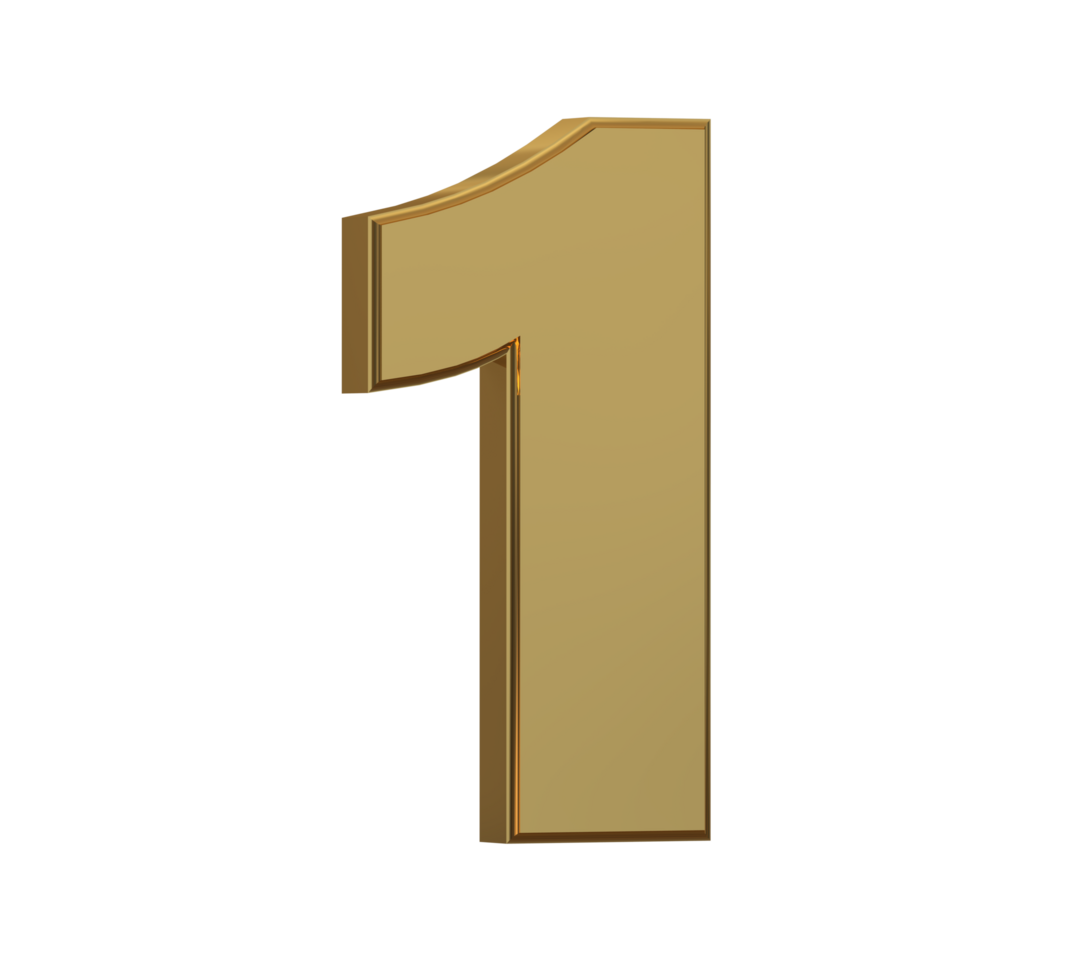 3D Number 1 to 9 with style color gold png