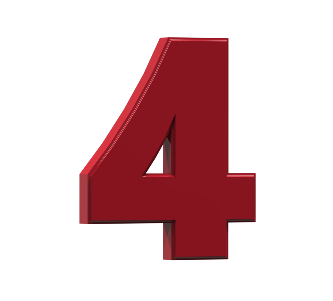 3D Number 1 to 9 with style color red png
