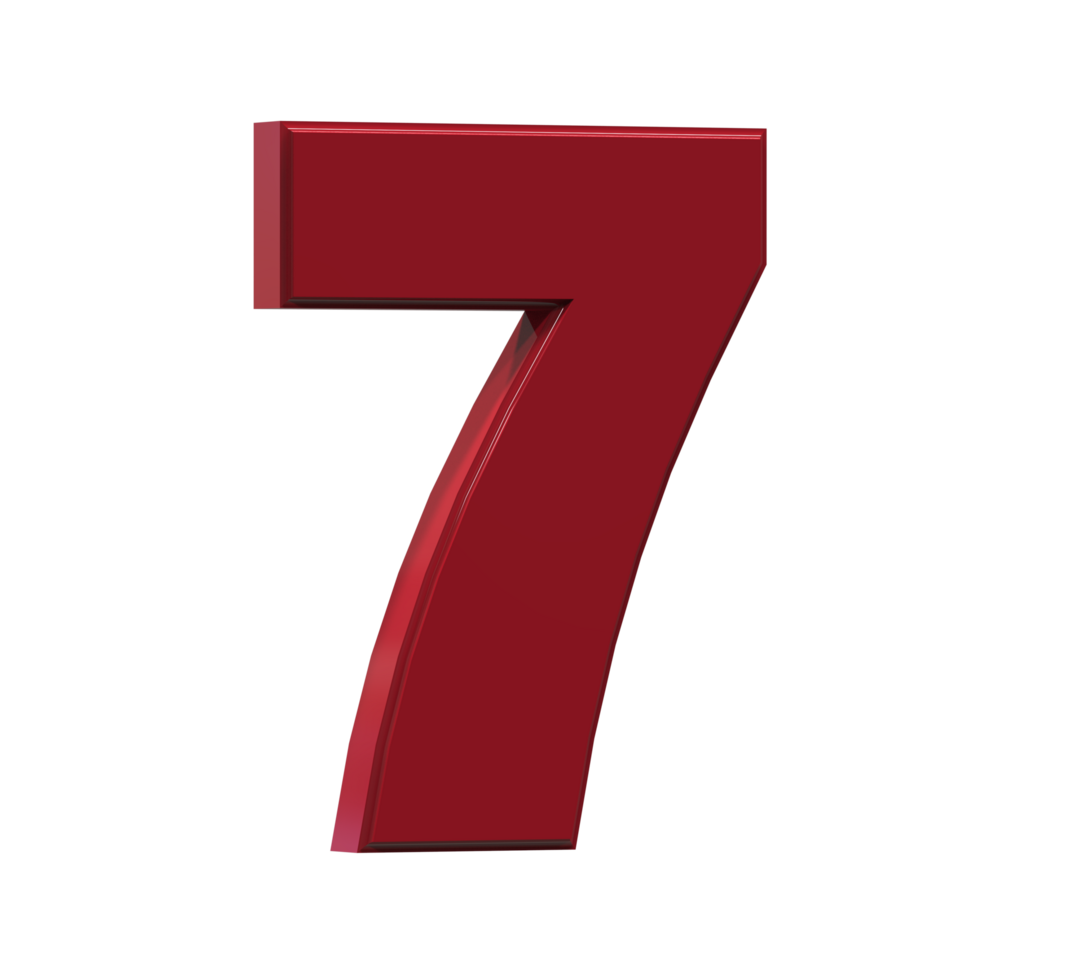 3D Number 1 to 9 with style color red png