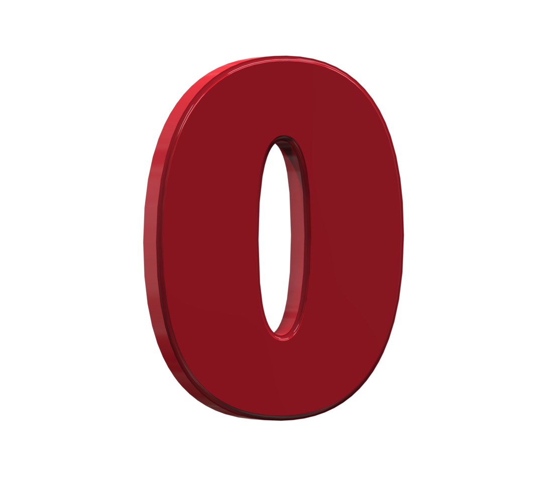 3D Number 1 to 9 with style color red png