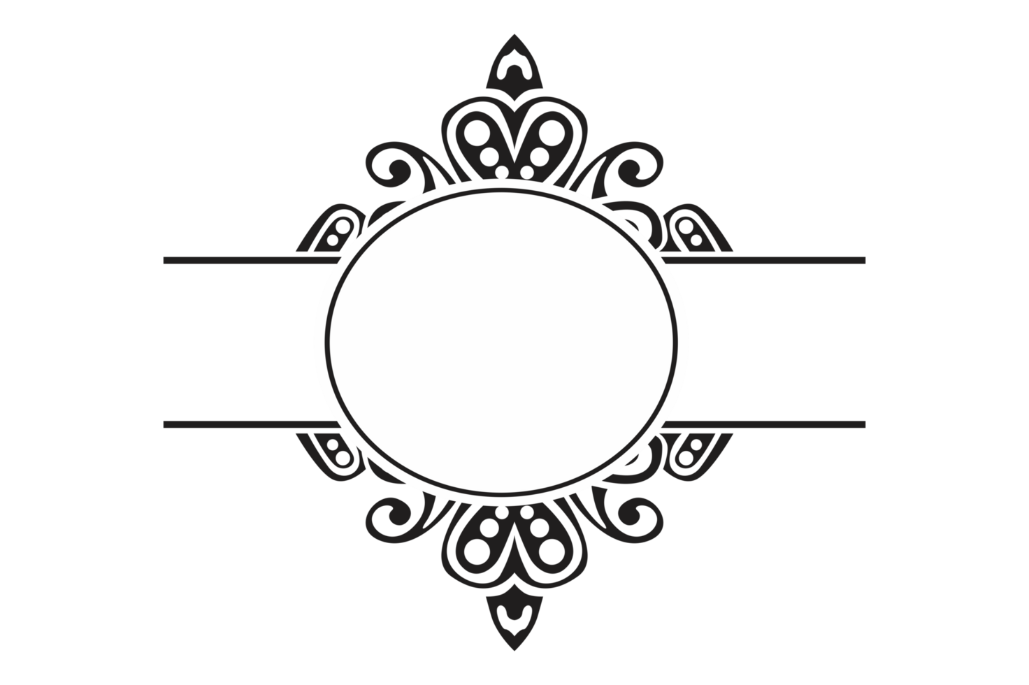 Black Ornament Border With Dot Pattern Design With Transparent Background png