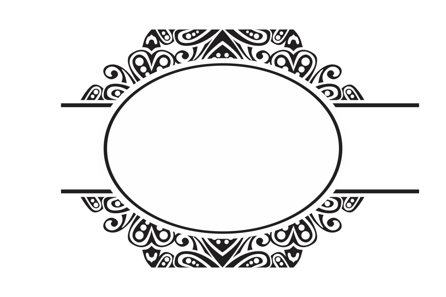 Black Ornament Border With Dot Pattern Design With Transparent Background png