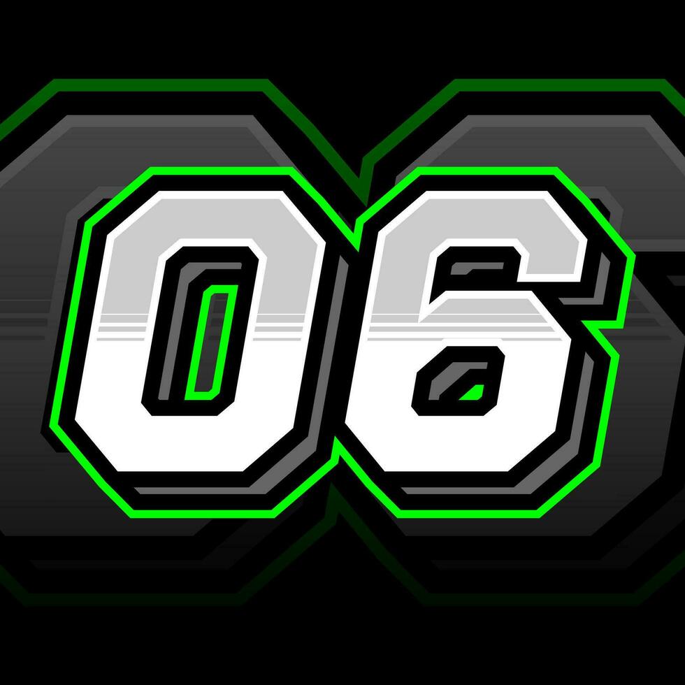 Simple And Shiny Racing Zero Six Number Vector Clipart Decal Design