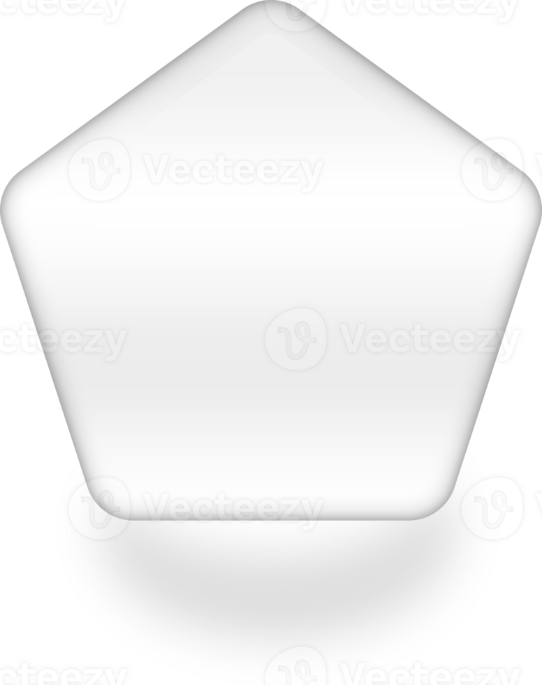 Pentagon neumorphic transparent glass button, Minimal button realistic shadow. png