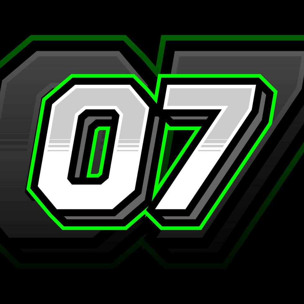 Simple And Shiny Racing Zero Seven Number Vector Clipart Decal Design