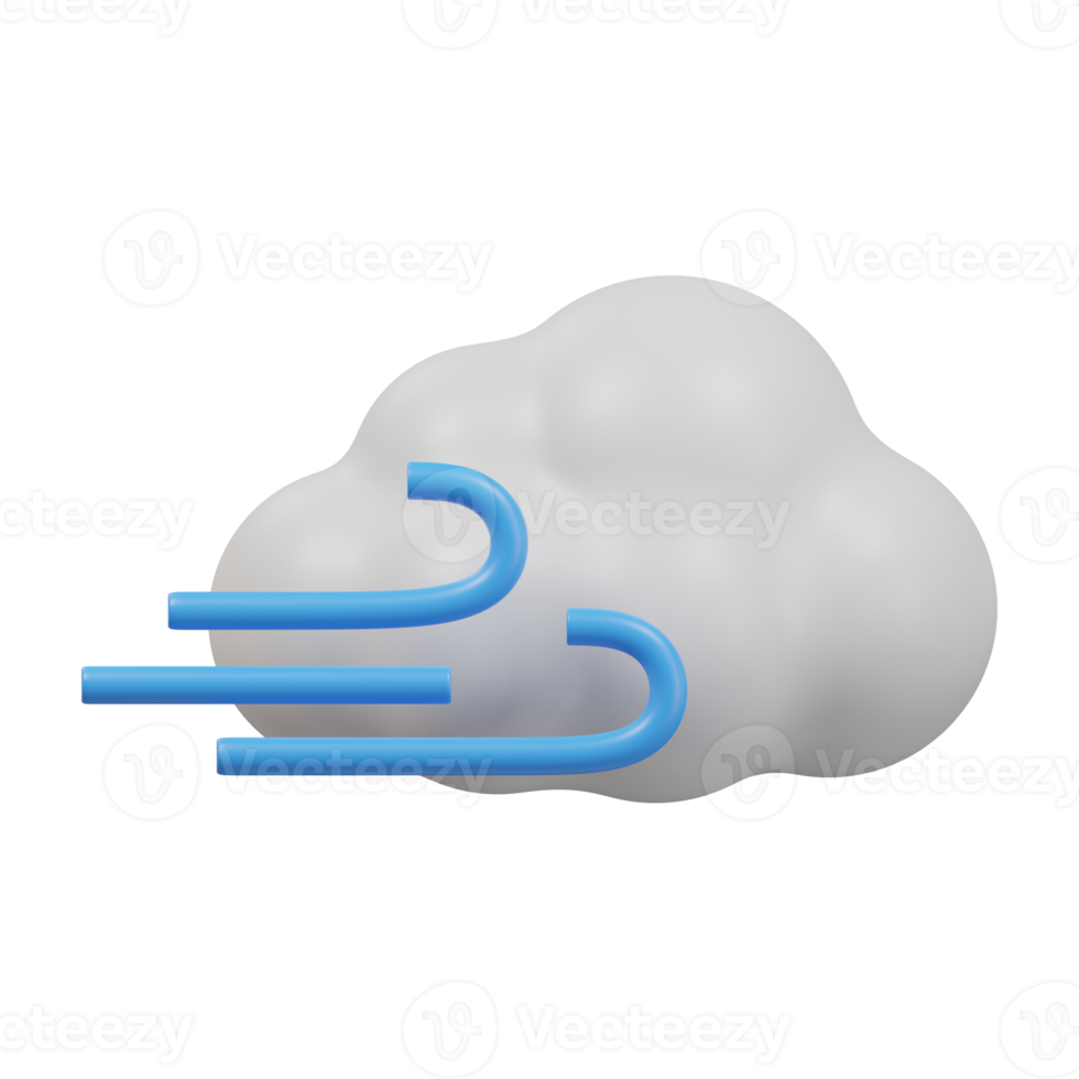 cloud and blowing wind 3d icon. png